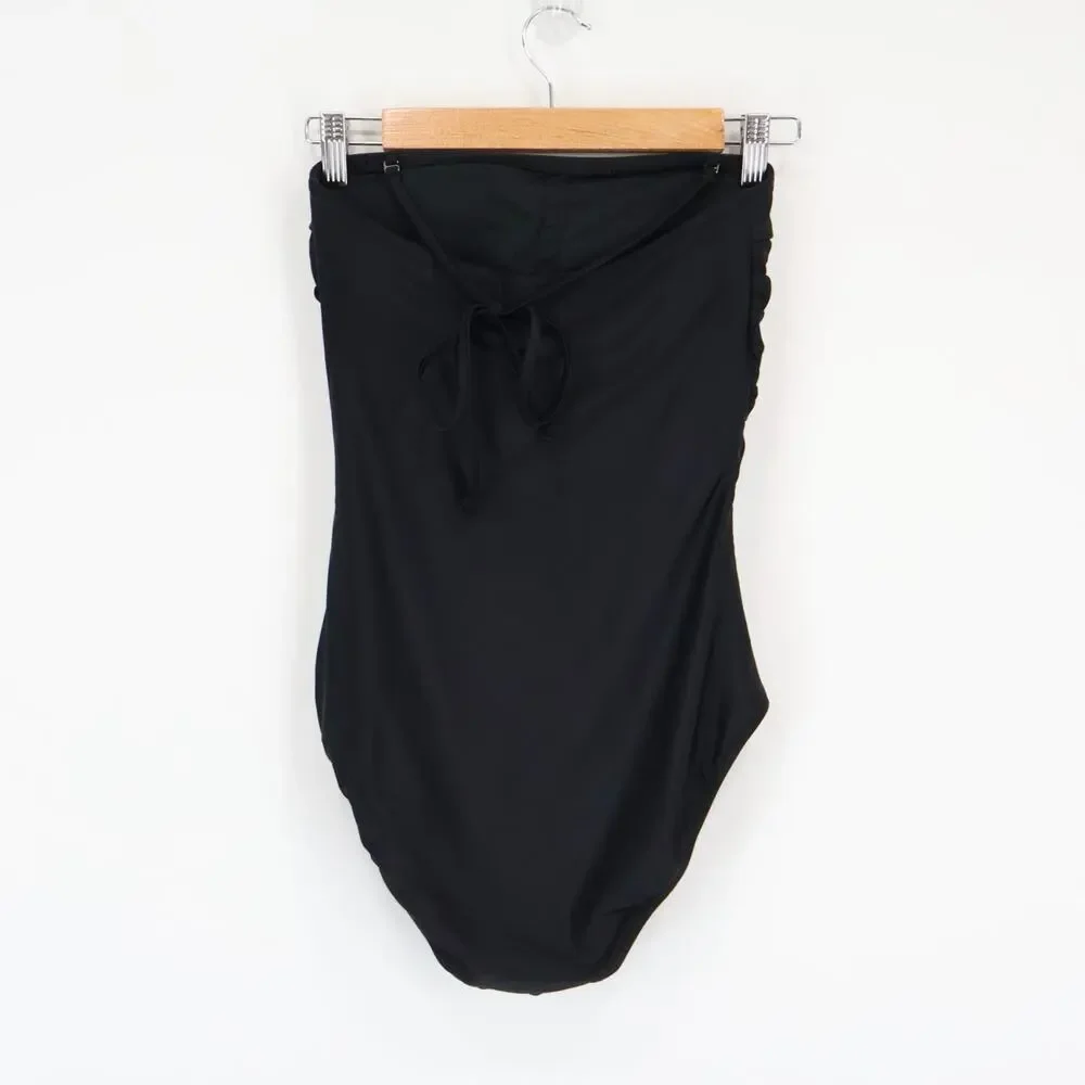 NWT J.Crew Factory Strapless One-Piece Swimsuit Black Size Small